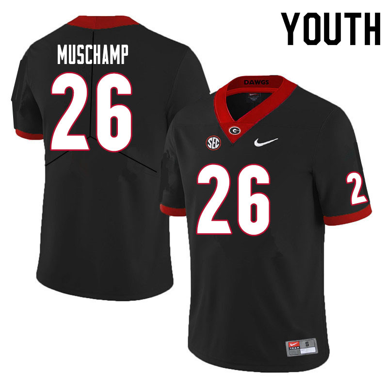 Georgia Bulldogs Youth Jackson Muschamp #26 Black Stitched College UGA Football Jersey 23FS017KC